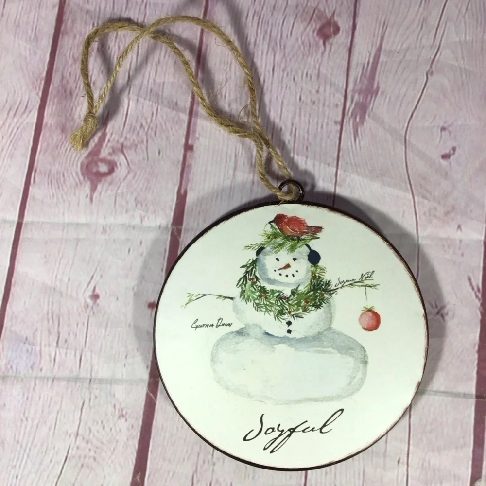 Joyful Noël Snowman Holiday Ornament by Cynthia Dunn